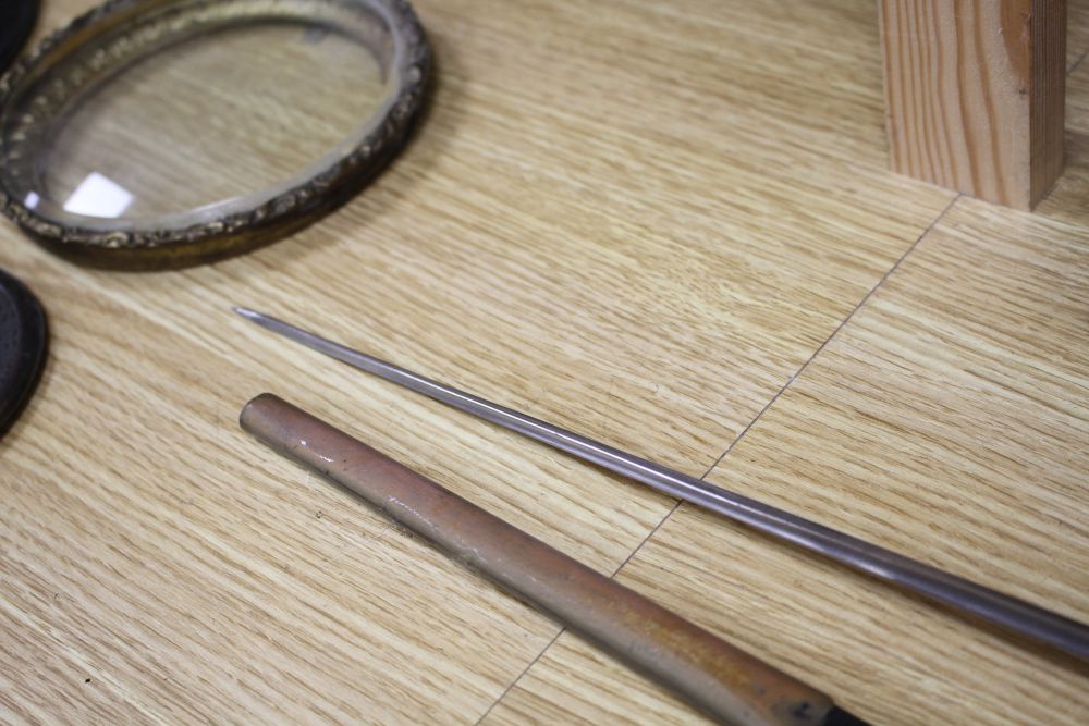 A cut steel dress sword by Ede & Ravenscroft of London and two brass hilted dress swords